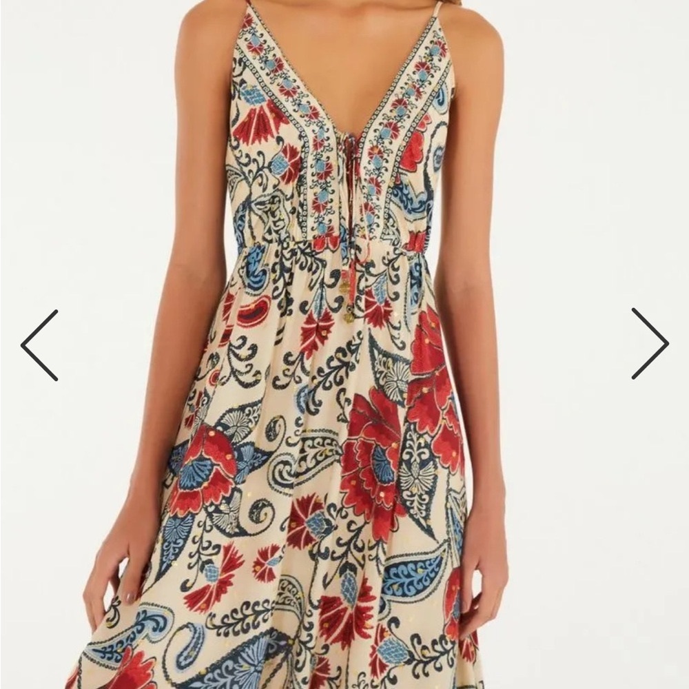 FARM Rio Red and Blue Floral Maxi Dress